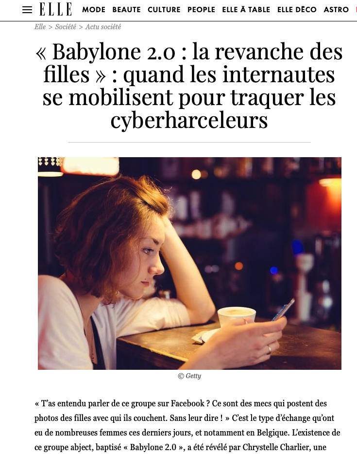 Article Elle sur Imparfaites