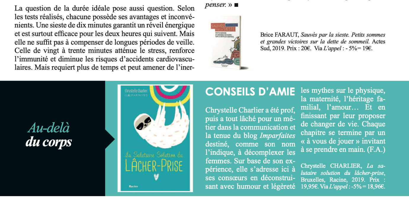 Article Magazine Appel sur Imparfaites