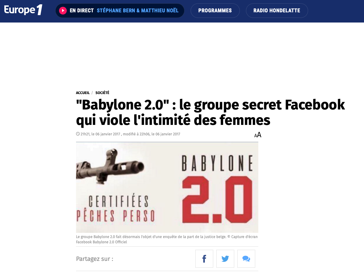 Article Europe 1 sur Imparfaites